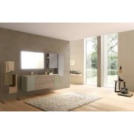 LIME 2.0 Badmoebel Zusammensetzung 214 Rovere Dogato Grigio + Laccato Verde polvere Opaco   AZZURRA