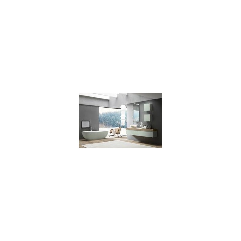 LIME 2.0 Badmoebel Zusammensetzung 214 Rovere Dogato Grigio + Laccato Verde polvere Opaco   AZZURRA