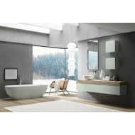 LIME 2.0 Badmoebel Zusammensetzung 214 Rovere Dogato Grigio + Laccato Verde polvere Opaco   AZZURRA