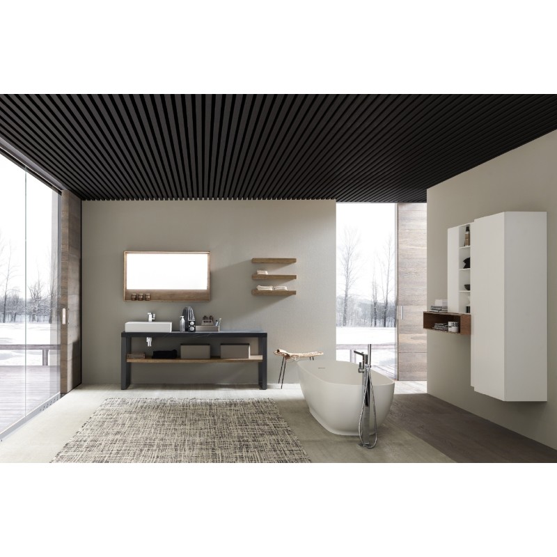 LIME   Composizione 012 HPL Unicolor Ardesia + Rovere Sherwood Castano Mobile Bagno AZZURRA