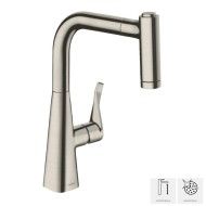 HANSGROHE  Metris Melangeur de cuisine a levier unique 220 avec douchette extractible acier inox 14834800 HANSGROHE - 1