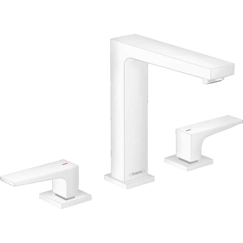 Metropol - Melangeur de lavabo 3 trous  160 poignee manette avec bonde Push-Open- Blanc matt HANSGROHE  32515700 HANSGROHE - 1