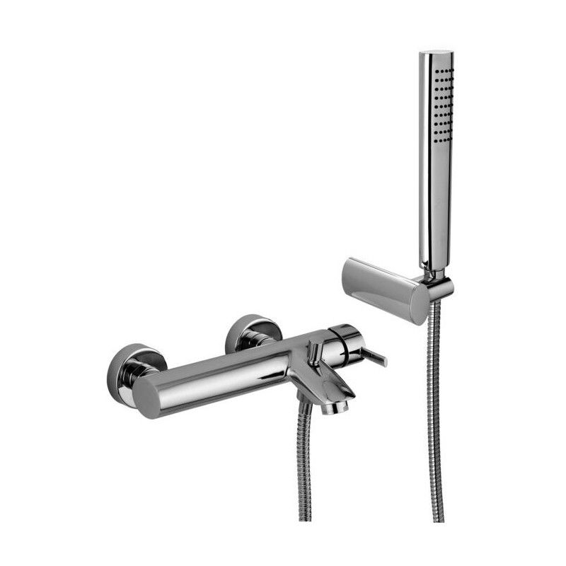 Berry Mélangeur bain  douche avec déviateur avec support mural fixe en ABS avec douche et tuyau Cromo -  Paffoni BR 026CR RUBINE