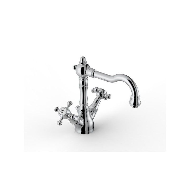 Kent Melangeur de lavabo monotrou bec orientable - L179 x H140 mm - Rubinetteria Zazzeri 5500 3102 A00  - 1