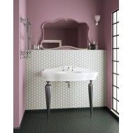 Serenade Console avec Plan en ceramique Blanche et Pattes Metalliques L110xH95,5xD57,5 avec finition pattes en nickel antique DE