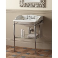Tiffany Consolle per lavabo Cambridge con portasciugamani e ripiano portaoggetti in vetro L71xH90,8xD49 con finitura gambe Cromo