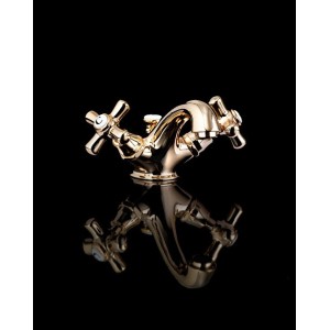 City Robinetterie pour Lavabo Monotrou avec tirette - en Or clair DEVON&DEVON - 1