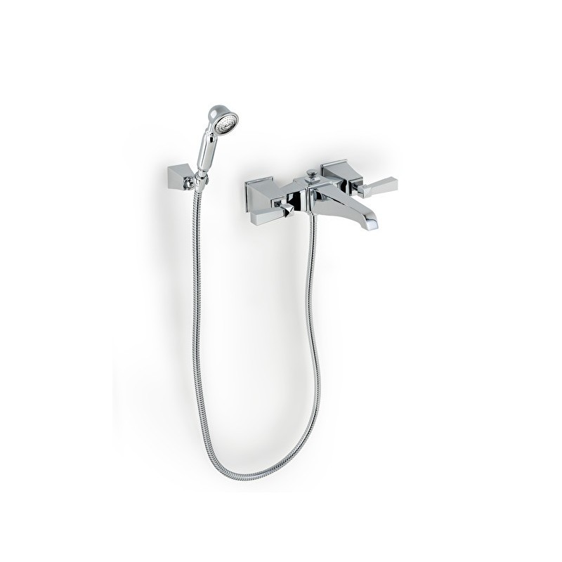 Vip Time Bath Shower Mixer wall mounted with Hose, Handset and Support -Metal Levers DEVON&DEVON - 1