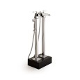 Vip Time Bath and Shower Mixer   with Free Standing Legs Handset and Hose - Brass Levers with a Matte White Finish DEVON&DEVON -