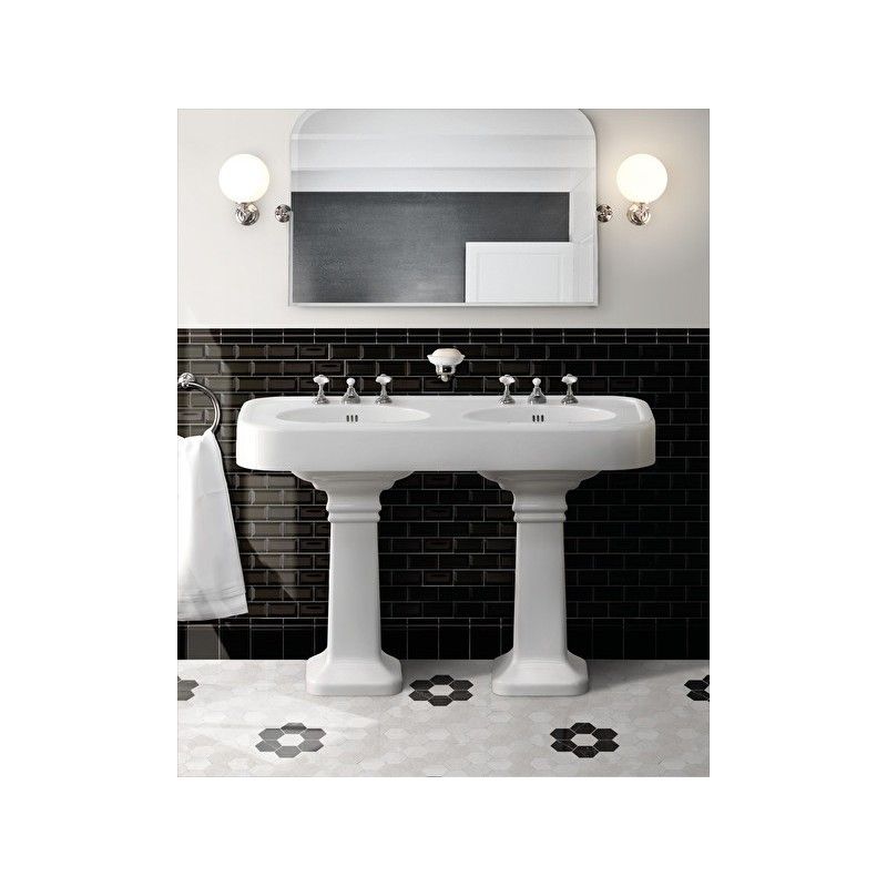 Blues Collection Lavabo doppio wide blues (1-3 fori) + colonne L124,5xH88xD56,5 DEVON&DEVON - 1