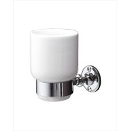 First Class Porta spazzolino con bicchiere in ceramica L6,8xH10xD10,4 con finitura Cromo DEVON&DEVON - 1