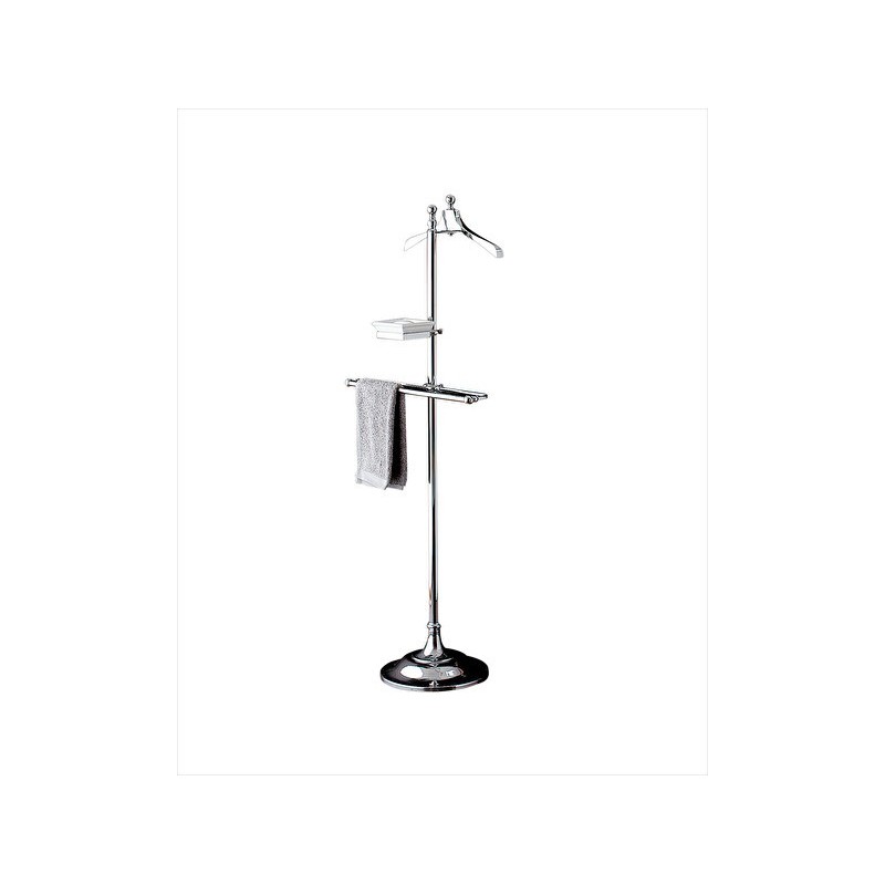 Single Towel holder with ceramic object holder on pedestal L60xH162,5xD33,1 with Chrome finish DEVON&DEVON - 1