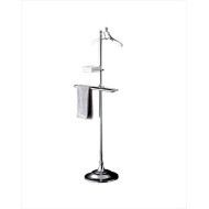 Single Towel holder with ceramic object holder on pedestal L60xH162,5xD33,1 with Chrome finish DEVON&DEVON - 1