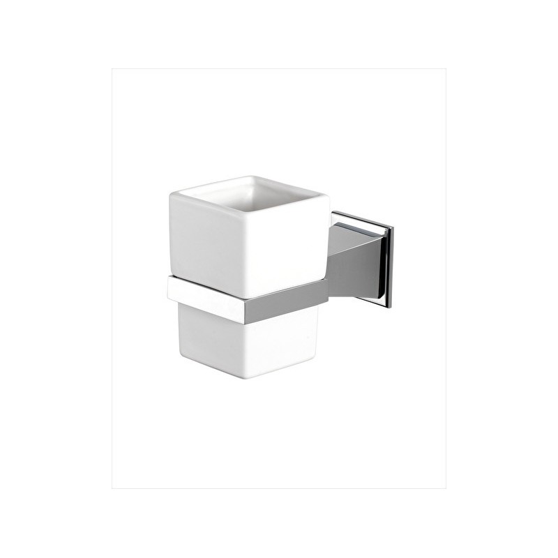 Time Zahnbürstenhalter mit Keramikglas L7,5xH11xD15 mit Finitur Chrom DEVON&DEVON - 1
