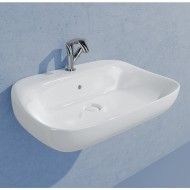 LAVABO FLUO 60 BIANCO da appoggio/sospeso con piano Rubinetteria   - Ceramica Flaminia 