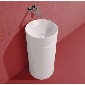 LAVABO MONOTWIN SLIM BLANC MURAL À COLONNE Ceramica Flaminia