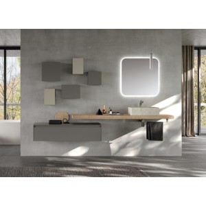 Bathroom cabinet Composition LIME 2.0 180cm Lacquered Grigio Londra Opaco - AZZURRA  Arredobagno AZZURRA GROUP - 1