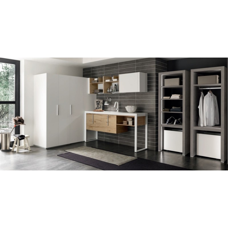 Laundry bathroom cabinet Composition LIME 0 190cm Nobilitato Nodato Biondo - AZZURRA  Arredobagno AZZURRA GROUP - 1