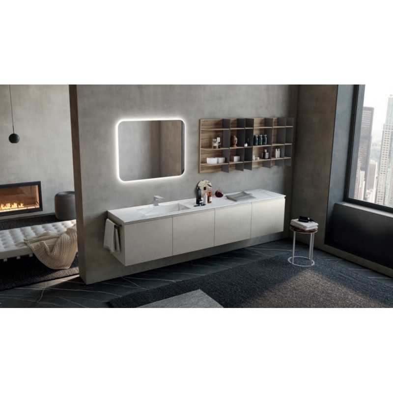 Bathroom cabinet Composition JEY 120cm Nobilitato Pelle Pecari Tortora - AZZURRA  Arredobagno AZZURRA GROUP - 1