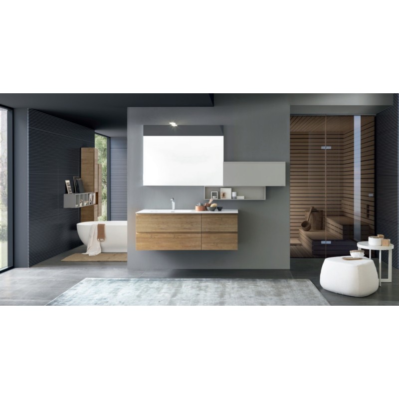 Bathroom cabinet Composition JEY 90cm Nobilitato Rovere Sherwood Castano - AZZURRA  Arredobagno AZZURRA GROUP - 1