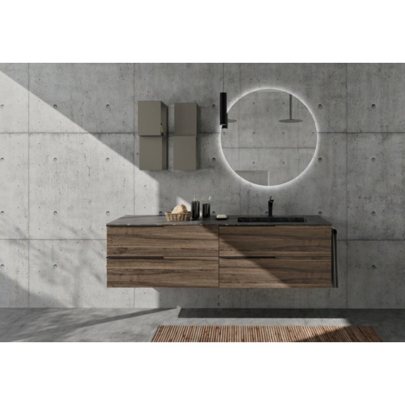 Bathroom cabinet Composition LIME 1.0 90cm Nobilitato Noce Tavola Antico scuro - AZZURRA  Arredobagno AZZURRA GROUP - 1