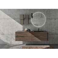 Bathroom cabinet Composition LIME 1.0 90cm Nobilitato Noce Tavola Antico scuro - AZZURRA  Arredobagno AZZURRA GROUP - 1