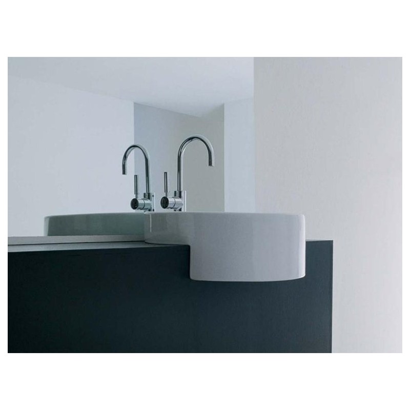 TWIN SET 42 WEISSES EINLOCH HALB EINBAUWASCHBECKEN - Ceramica Flaminia