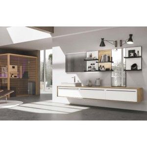 Suite Mobile Bagno H200xL274,2xP52,5 cm Composizione SUI 03 - Hafro - Geromin