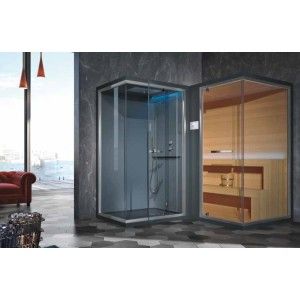 ETHOS L Hamam mit integrierter Dusche + Sauna 240 / 203x120xH.215 Corner - Hafro - Geromin
