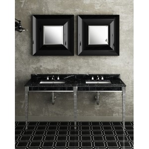 Double Claridge Console with marble Top Black Marquinha and Metallic legs Chrome  L180xH94xD51 DEVON&DEVON - 1
