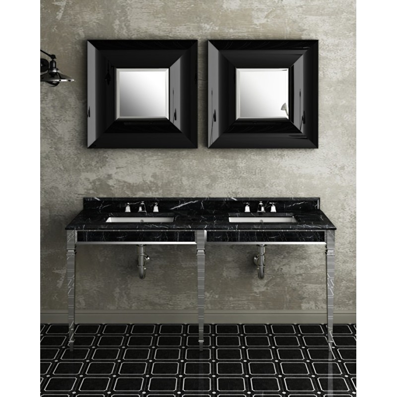 Double Claridge Console porte lavabo avec plan en marbre Noir Marquinha et Structure Metallique Chrome  L180xH94xD51 DEVON&DEVON