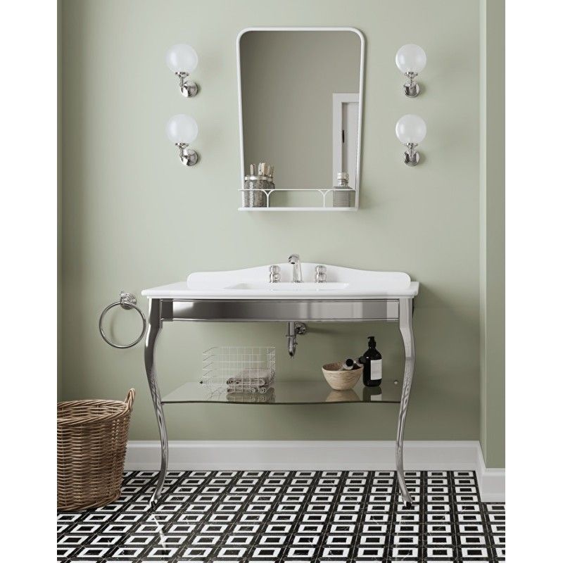 Jacqueline Ceramic Washbasin console with ceramic top and chrome metal support structure L109xH95,5xD58 DEVON&DEVON - 1