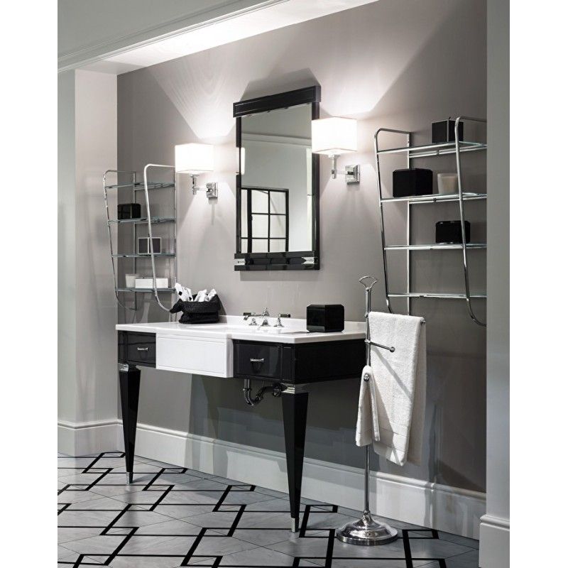 Bentley Vanity Unit with a Marquinha Black Marble surface L144xH89,8xD56 with decoration in Chrom DEVON&DEVON - 1