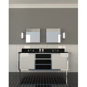 Meuble sous vasque Jazz 3 en bois laqué 2 portes blanc pur et tiroirs noir profond L178,2xH99xP61,5 DEVON&DEVON - 1