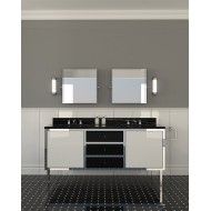 Meuble sous vasque Jazz 3 en bois laqué 2 portes blanc pur et tiroirs noir profond L178,2xH99xP61,5 DEVON&DEVON - 1