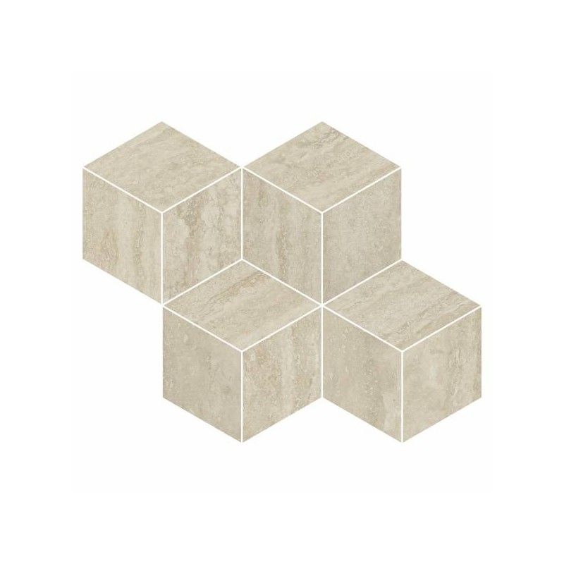 PRESTIGIO TRAVERTINO BEIGE SOFT MOSAICO CUBE RETTIFICATO  30,4x35,2 - REFIN  OO33 REFIN - 1
