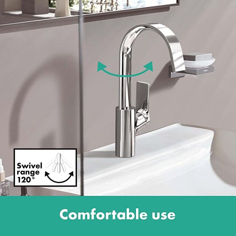 VIVENIS Single lever basin mixer 210 with adjustable spout and Hansgrohe pull rod HANSGROHE - 1