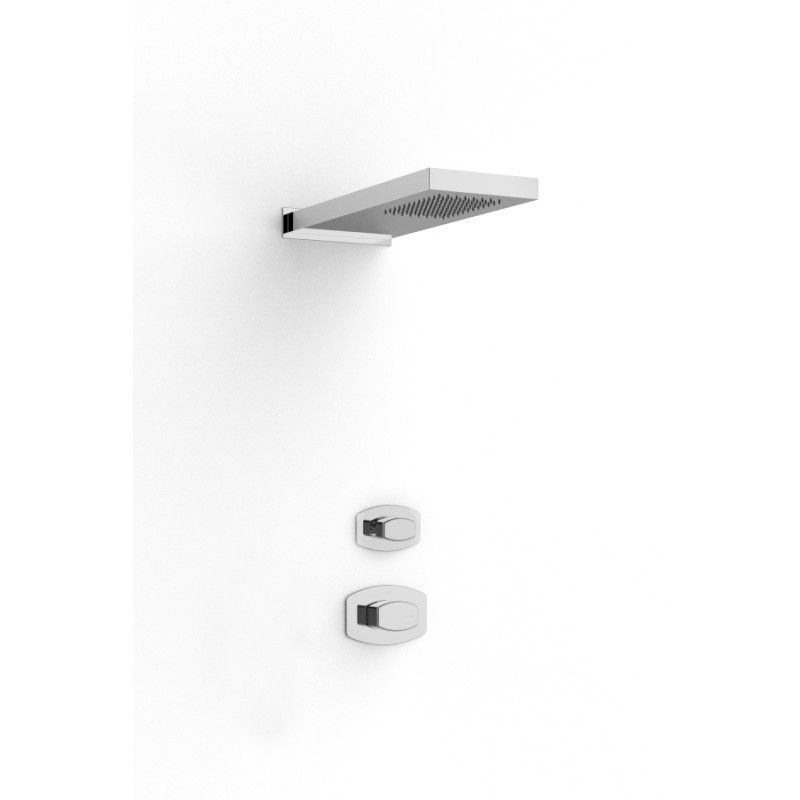 Shirò Soffione a mensola SLIM con pioggia - 500 x 220 mm - Rubinetteria Zazzeri 1100 0424 A00  - 1