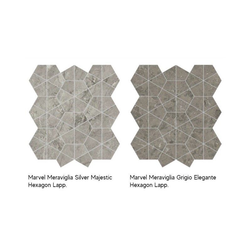 MARVEL MERAVIGLIA SILVER MAJESTIC HEXAGON LAPPATO 40,3X46,6 - ATLAS CONCORDE AJQ0 CERAMICHE ATLAS CONCORDE - 1
