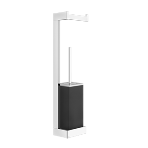 RETTANGOLO ACCESSORIES Wall column with roll holder and black GESSI toilet brush holder