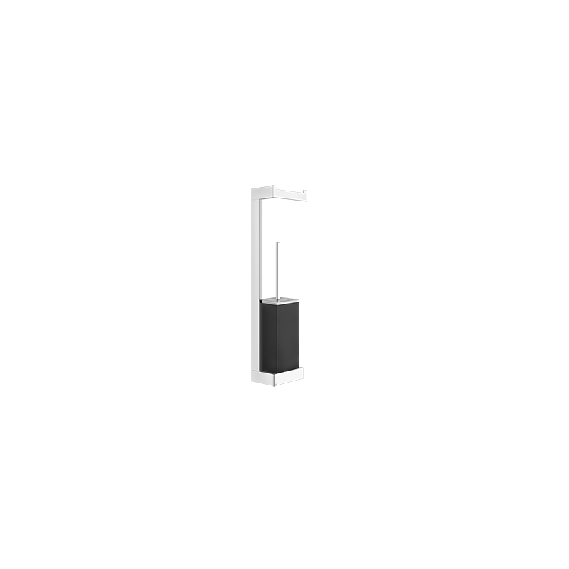 RETTANGOLO ACCESSORIES Wall column with roll holder and black GESSI toilet brush holder