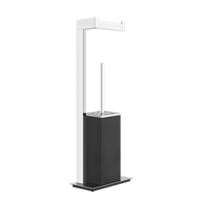 RETTANGOLO ACCESSORIES Floor lamp with roll holder and black toilet brush holder GESSI