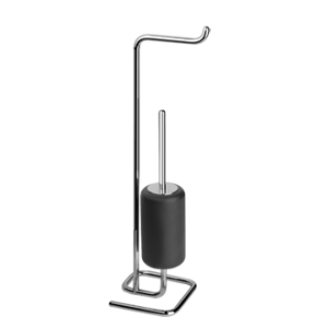 GOCCIA ACCESSORIES Piantana da terra con porta rotolo e porta scopino in GRES nero GESSI