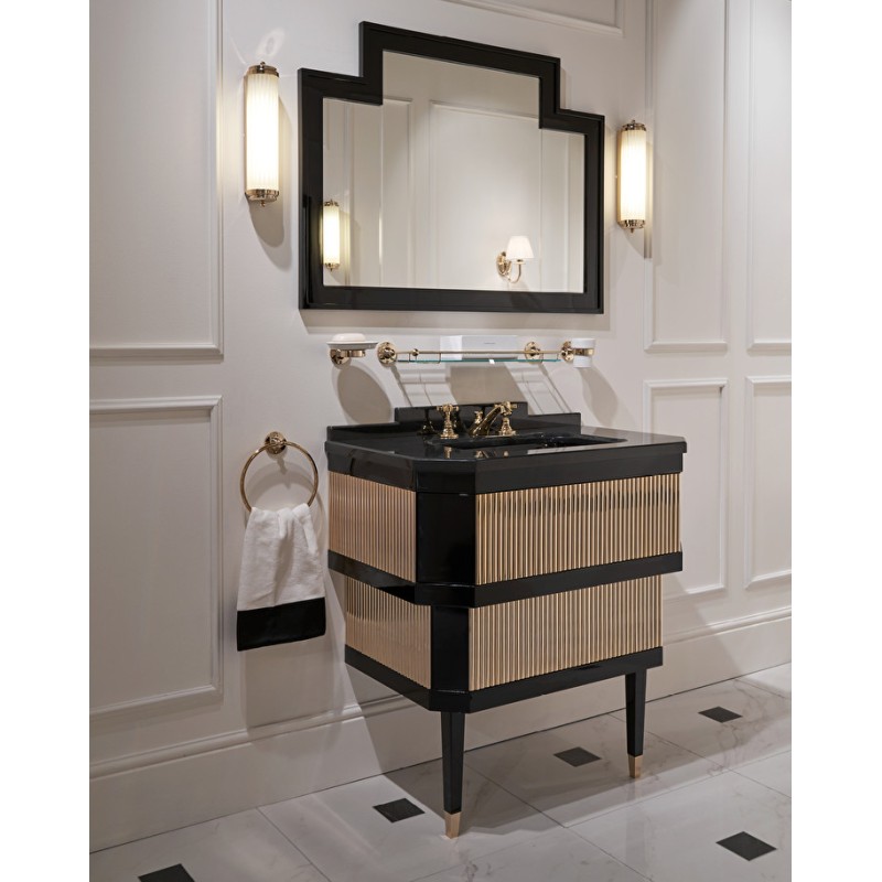 Metropolitan Washbasin cabinet with Absolute Black Granite marble top L88.5xH95xD53.3 with glossy lacquering DEVON&DEVON - 1