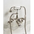 Diamond Wall-mounted bathtub mixer with hand shower and flexible hose - Polished Nickel DEVON&DEVON - 1