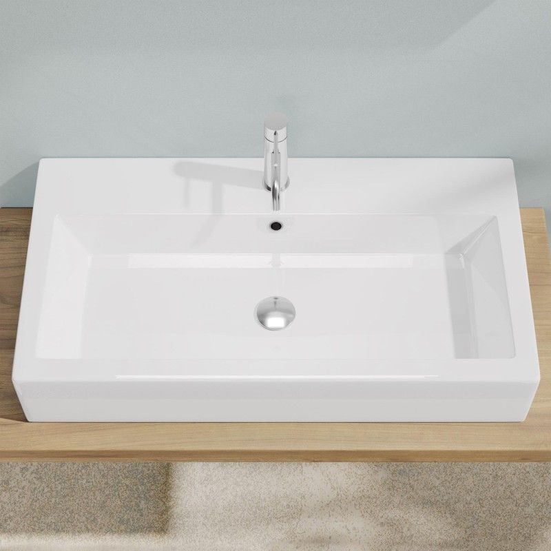 BAHIA 13 Lavabo 80X36,5 Monoforo con troppo pieno Bianco HATRIA HATRIA - 1