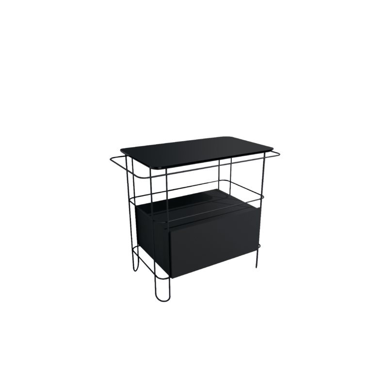 Structure en acier inoxydable avec plateau en grès et tiroir en bois laqué Ceramica Flaminia FI75SCNE CERAMICA FLAMINIA - 1