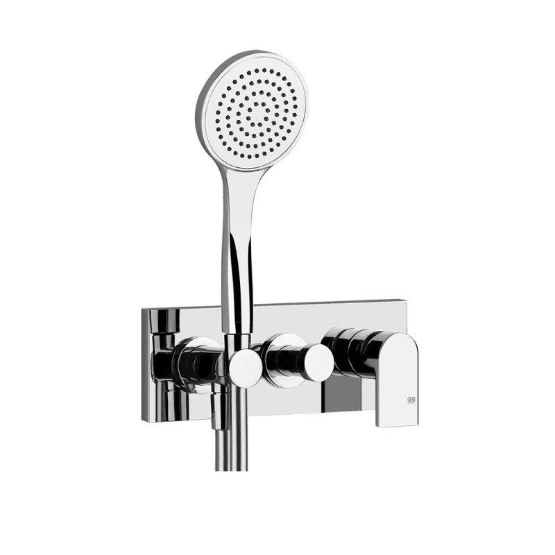 VIA MANZONI Parte esterna Miscelatore Doccia a parete 2 vie con deviatore, presa acqua, supporto, flessibile e doccetta GESSI
