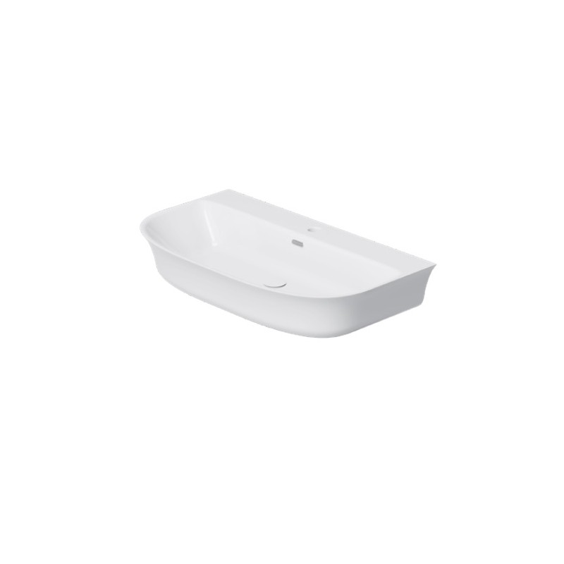 GSG FLUT Lavabo bordo fino 80x48 monoforo (senza foro, tre fori su  richiesta). Kit di fissaggio incluso