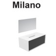 GSG MILANO Mobile Milano in weiß lackiertem MDF L100xT52 mit integriertem Waschbecken und Push-and-Pull-Schublade